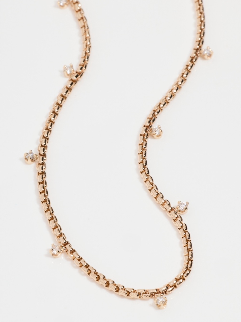 Zoe Chicco 14K Gold Small Box Chain Diamond Necklace